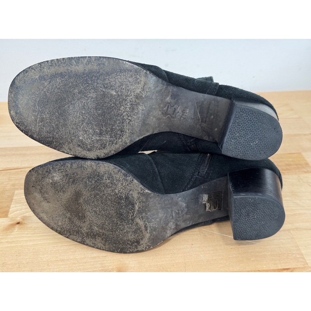 Tory Burch Black Suede Leather Block Heel Ankle Booties Boots Women's Size 7.5M‎ - Picture 11 of 11